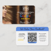 Carte De Visite Salon de cheveux Google Modèle d'examen avec QR (Devant / Derrière)