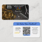Carte De Visite Salon de cheveux Google Modèle d'examen avec QR (Devant / Derrière)