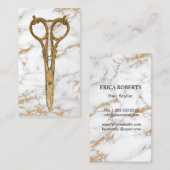 Carte De Visite Salon de cheveux Or ciseau d'antiquité Marbre tend (Devant / Derrière)