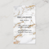 Carte De Visite Salon de cheveux Or ciseau d'antiquité Marbre tend (Dos)