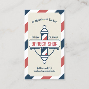 Carte De Visite Salon de cheveux Services Poteau Vintage Logo Barb