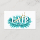 Carte De Visite Salon de cheveux Turquoise moderne en plumes et ci (Devant)