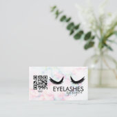 Carte De Visite Salon de cils Beauté Marbre Cils QR CODE (Debout devant)