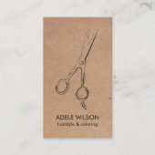 Carte De Visite Salon de ciseaux blanc QR Faux Kraft (Devant)