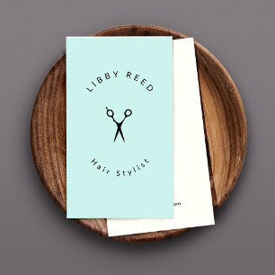 Carte De Visite Salon de ciseaux simple Turquoise Blue