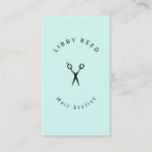 Carte De Visite Salon de ciseaux simple Turquoise Blue (Devant)