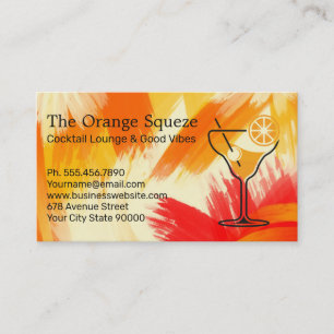 Carte De Visite Salon de cocktail Bar Restaurant Rouge Orang
