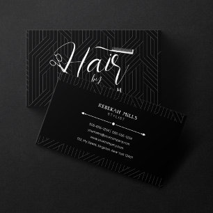 Carte De Visite Salon de coiffeur à motif noir et blanc minimalist