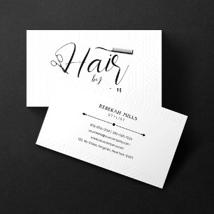 Carte De Visite Salon de coiffeur Minimaliste Motif Noir et Blanc