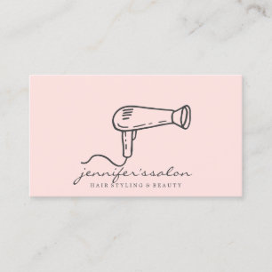 Carte De Visite Salon de coiffeur rose blush