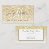 Carte De Visite Salon de coiffure à la mode Gold Parties scintilla (Devant / Derrière)