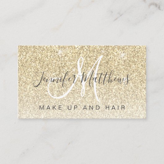 Carte De Visite Salon de coiffure à la mode Gold Parties scintilla (Devant)