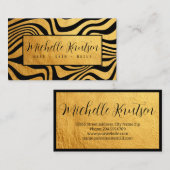 Carte De Visite Salon De Coiffure À La Mode Noir Et Or (Devant / Derrière)