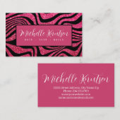 Carte De Visite Salon De Coiffure À La Mode Noir Et Rose (Devant / Derrière)