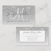 Carte De Visite Salon de coiffure à Parties scintillant d'argent b (Devant / Derrière)