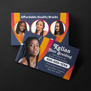 Carte De Visite Salon de coiffure africaine Purple & Navy Blue