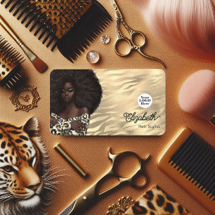 Carte De Visite Salon de coiffure afro-américain Léopard et Tigre 