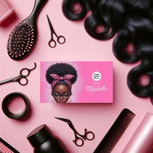 Carte De Visite Salon de coiffure Afro Rose et Blush