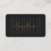 Carte De Visite Salon de coiffure Barber Black Orange Script (Devant)