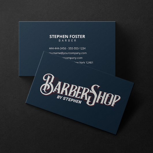 Carte De Visite Salon de Coiffure Barbier Élégant Classique