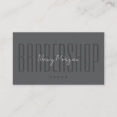 Carte De Visite Salon de coiffure Barbier Gris foncé Moderne Code (Devant)