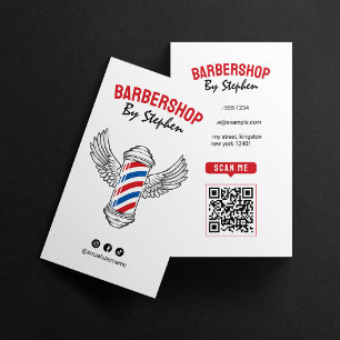 Carte De Visite Salon de coiffure barbier rouge minimaliste modern