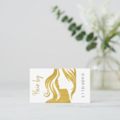 Carte De Visite Salon de coiffure blanc or moderne prochain rendez (Debout devant)