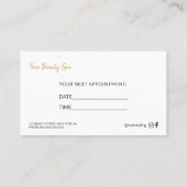 Carte De Visite Salon de coiffure blanc or moderne prochain rendez (Dos)