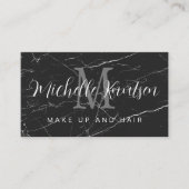 Carte De Visite Salon de coiffure branché en marbre noir (Devant)