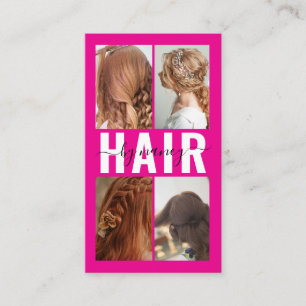 Carte De Visite Salon de coiffure Calligraphie Photo Collage Rose