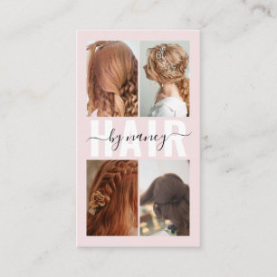 Carte De Visite Salon de coiffure Calligraphie  Photo Collage Rose