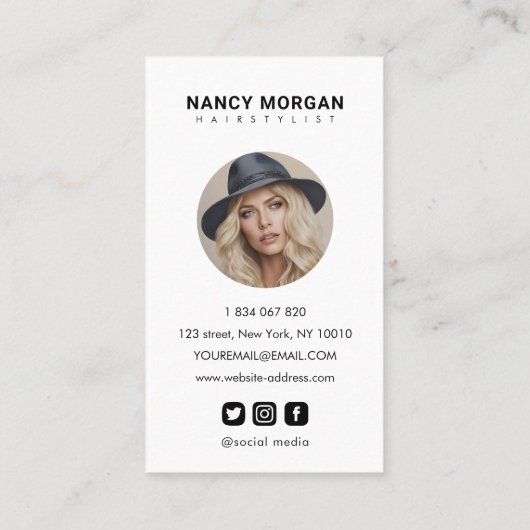 Carte De Visite Salon de coiffure Calligraphie Script Photo Collag (Dos)