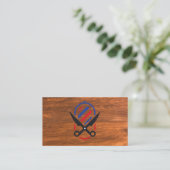 Carte De Visite Salon de coiffure | Ciseaux | Bois (Debout devant)