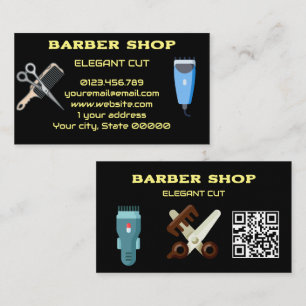 Carte De Visite Salon de coiffure Code QR Barber Shop Classique No