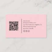 Carte De Visite Salon de coiffure Code QR noir et rose (Dos)