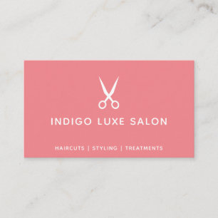 Carte De Visite Salon de coiffure Coiffeur Ciseaux modernes Corail