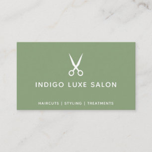 Carte De Visite Salon de coiffure Coiffeur Ciseaux modernes Vert s