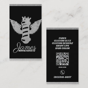 Carte De Visite Salon de coiffure Crown Wings Logo scintillant Pro