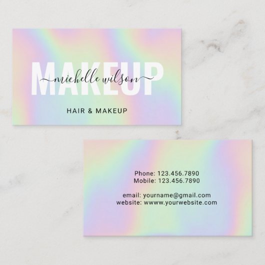 Carte De Visite Salon de coiffure d'artiste holographique (Devant / Derrière)
