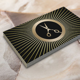 Carte De Visite Salon de coiffure de ciseau doré moderne