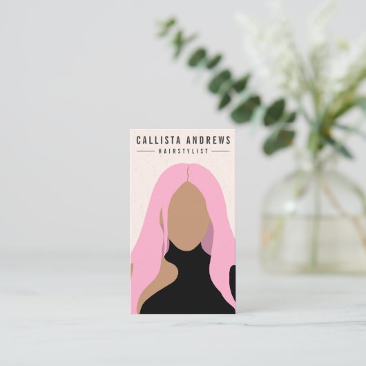 Carte De Visite Salon de coiffure de la coiffeuse rosée (Debout devant)