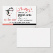 Carte De Visite Salon de coiffure élégant (Devant / Derrière)