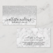 Carte De Visite Salon de coiffure en marbre Parties scintillant ar (Devant / Derrière)