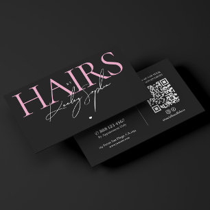 Carte De Visite Salon de coiffure esthétique rose noir