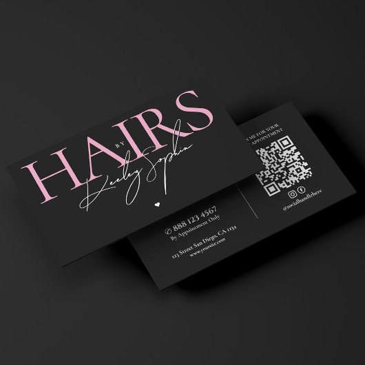 Carte De Visite Salon de coiffure esthétique rose noir