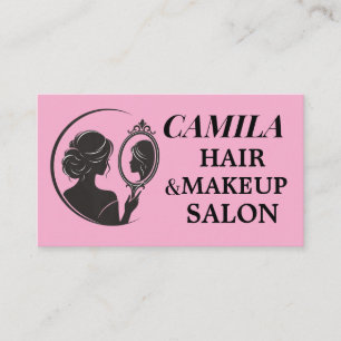 Carte De Visite Salon de coiffure et de maquillage aux cheveux ros