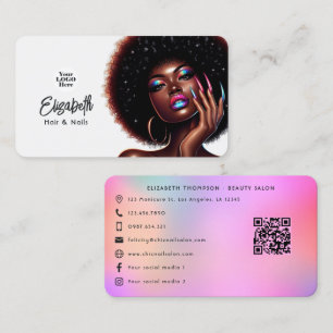Carte De Visite Salon de coiffure et d'onglerie Afro Queen Faux ho