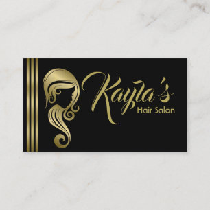 Carte De Visite Salon de Coiffure et Maquillage Chic Gold Glam Bea