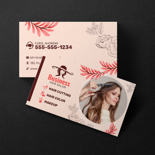 Carte De Visite Salon de coiffure floral élégant Maquilleuse Coiff