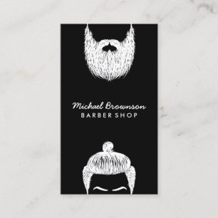 Carte De Visite Salon de coiffure hipster homme barbe noir barbier